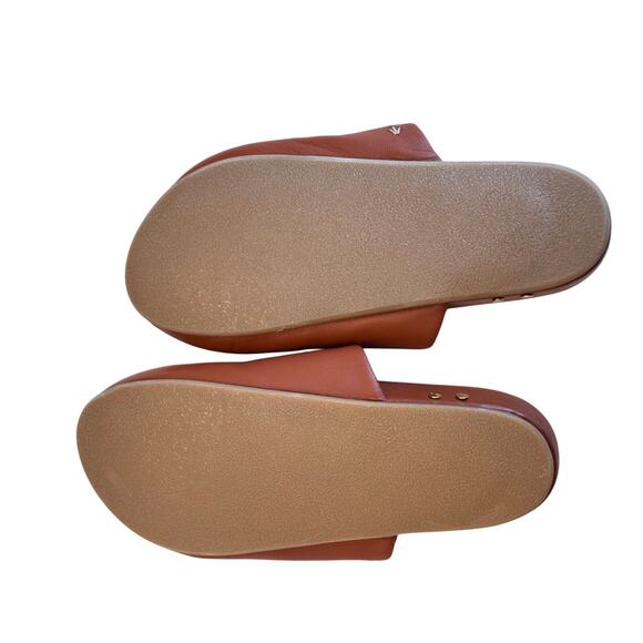 BEEK Cognac Brown Leather Slide Clogs Sz 6 Minimalist Slip-On Mules Quiet Luxury - Picture 5 of 6
